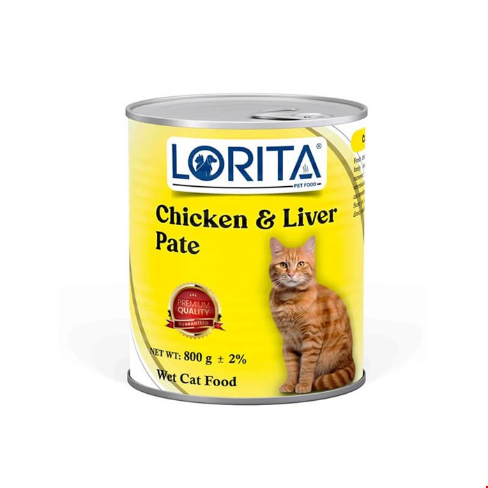کنسرو گربه لوریتا طعم مرغ و جگر وزن ۸۰۰ گرم
